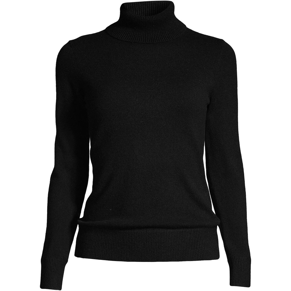 Lands End Womens Black 100% Cashmere Turtleneck Sweater Size XS 2-4 RN 62830